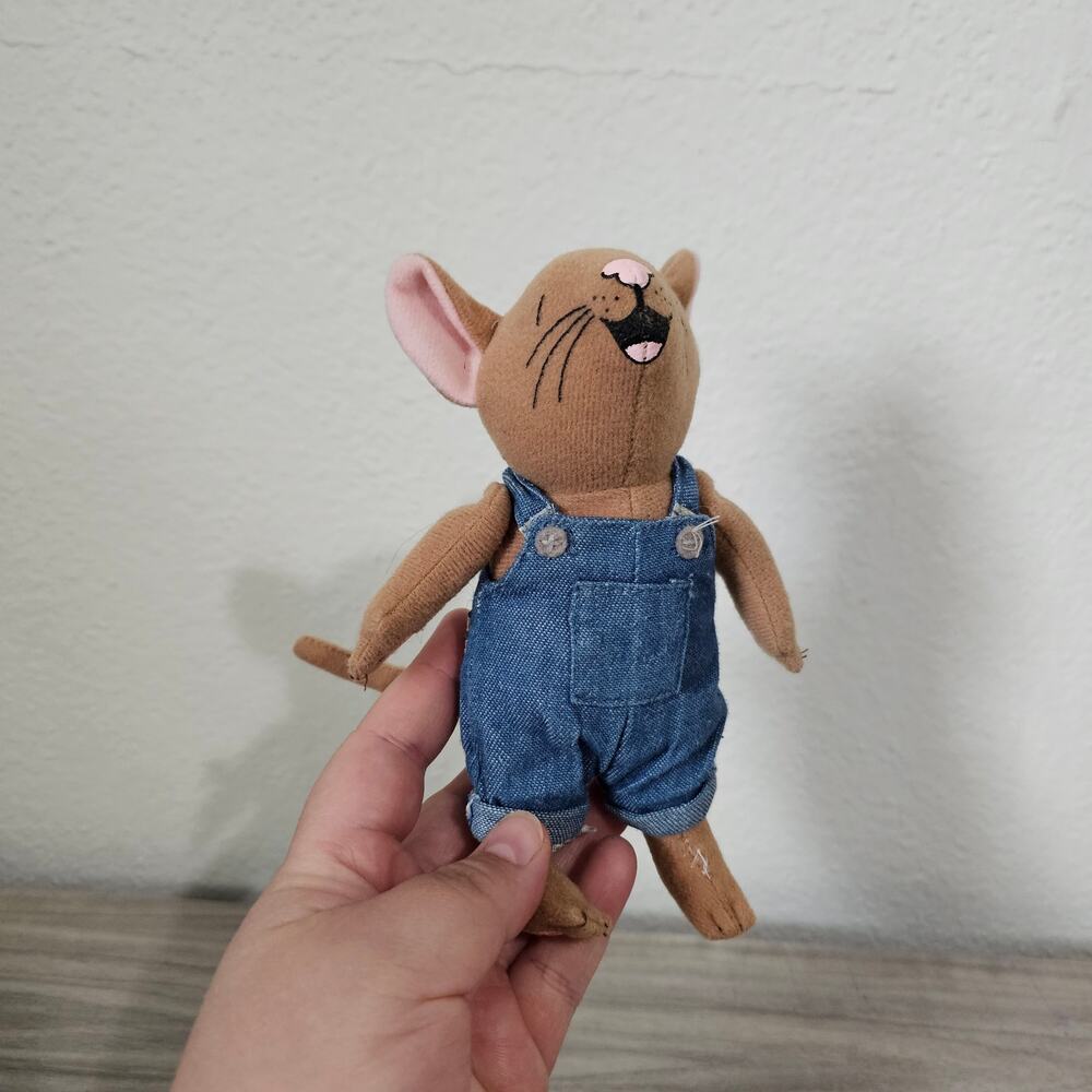 1992 If You Give A Mouse A Cookie Plush Toy Mouse Figure In Overalls NO COOKIE
